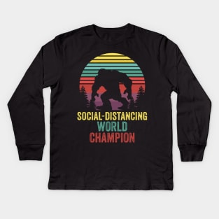 Bigfoot Real Social Distancing World Champion Kids Long Sleeve T-Shirt